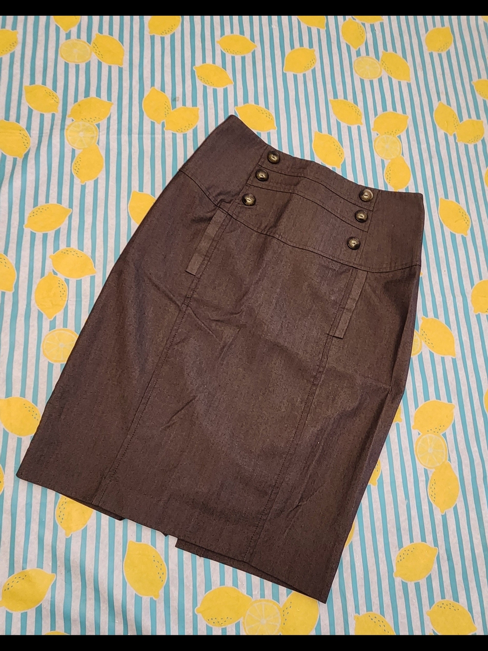 Byer California Dark Grey High-Waist Button Pencil Skirt